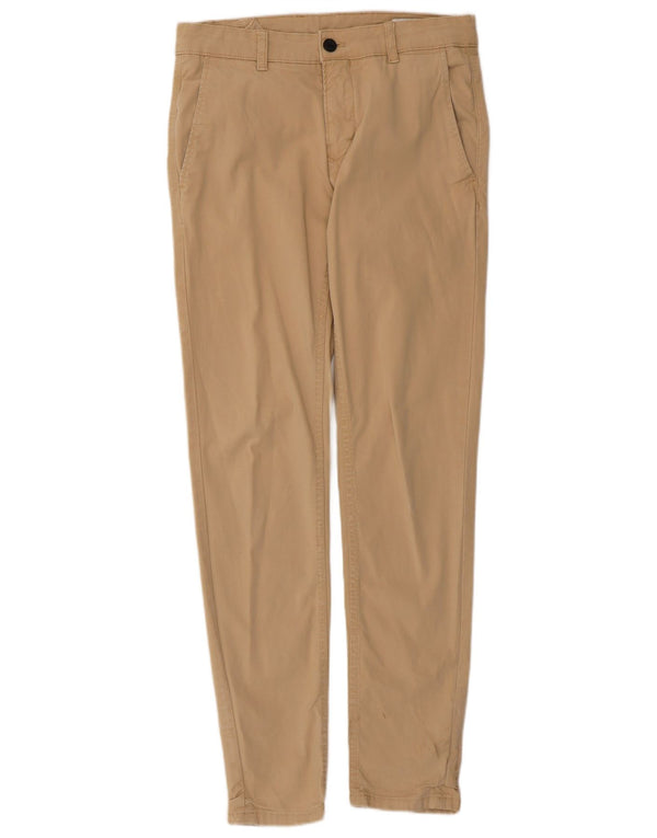 Zara Mens Slim Chino Calças EU 38 Pequeno W30 L29 Algodão Bege