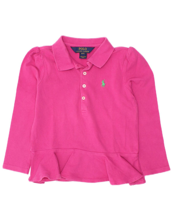 Polo Ralph Lauren Camisa de manga comprida para meninas 3-4 anos algodão rosa