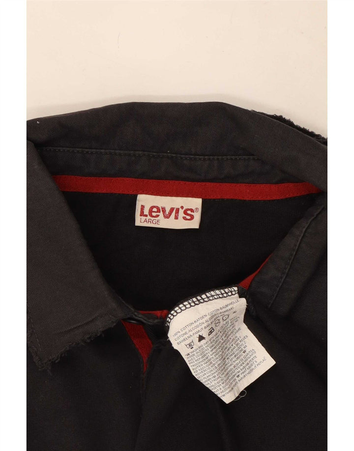 Camisa polo masculina de manga comprida Levi's grande algodão preto