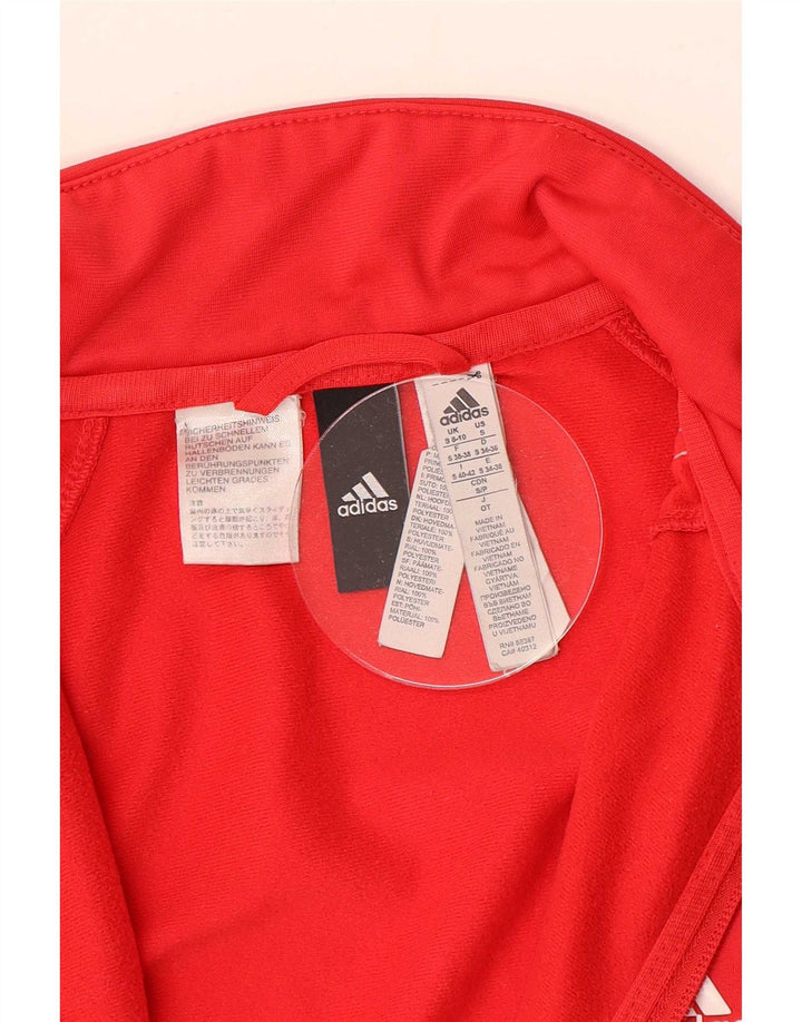 Adidas Womens Tracksuit Top Jacket UK 8/10 Pequeno Poliéster Vermelho