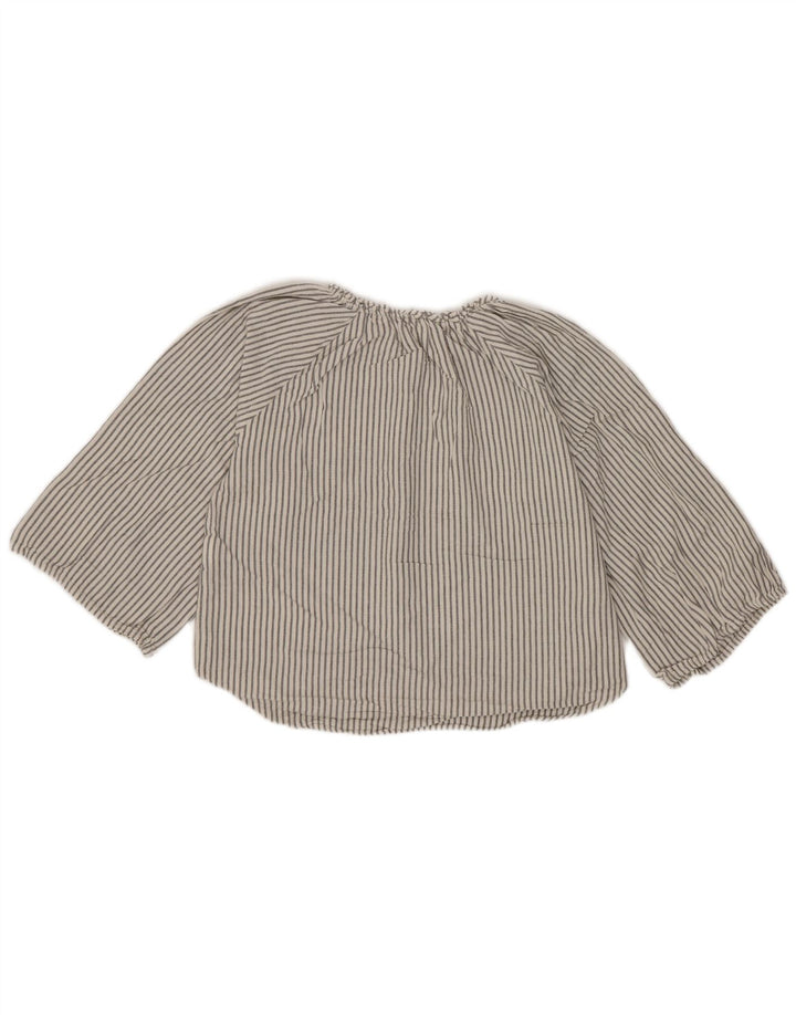 Zara Camisa pulôver de manga comprida para meninas 11-12 anos Viscose listrada branca