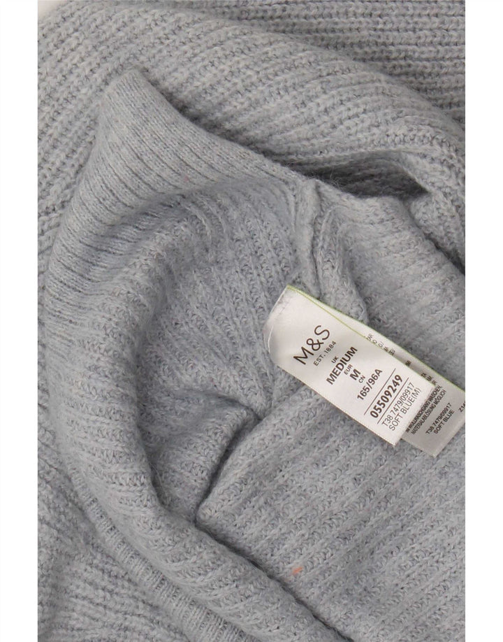 Suéter feminino Marks & Spencer com gola canoa e gola redonda, Reino Unido 14, azul médio
