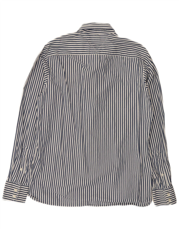 Camisa masculina Tommy Hilfiger de algodão listrado azul médio