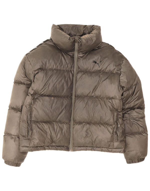 Jaqueta Puma Feminina Graphic Padded UK 14 Poliéster Cinza Médio