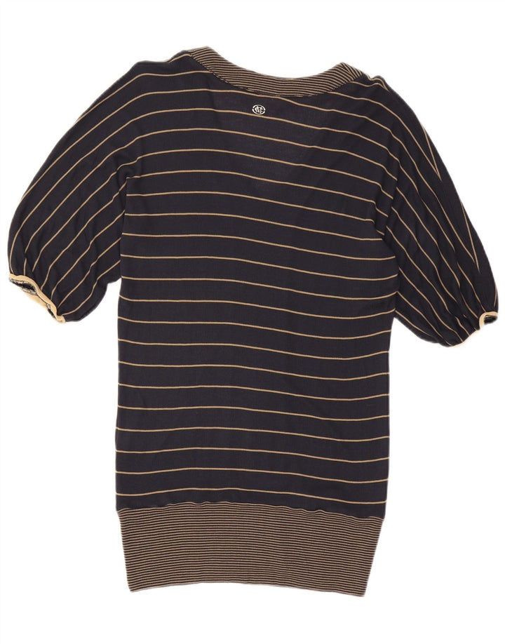 Blusa feminina Longline Marlboro Classics Top Reino Unido 16 grande listrado azul marinho