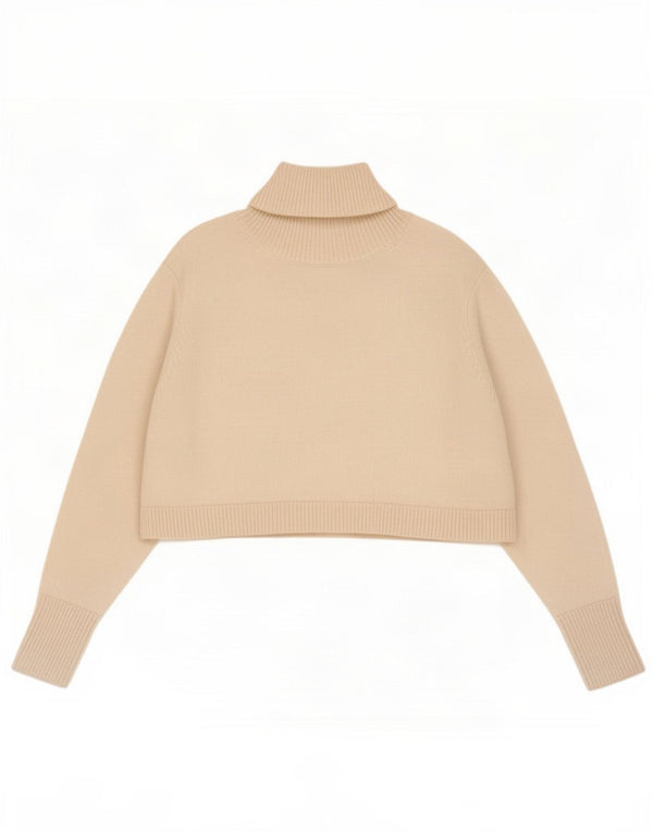 Zara Suéter feminino cropped oversized com gola redonda Reino Unido 10 pequeno off white