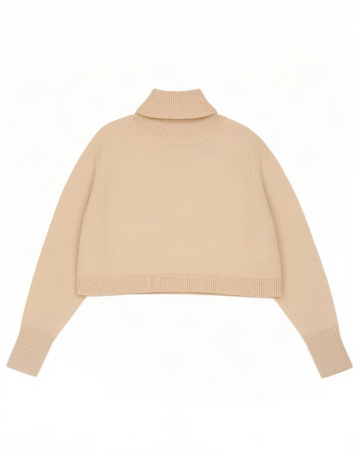 Zara Suéter feminino cropped oversized com gola redonda Reino Unido 10 pequeno off white