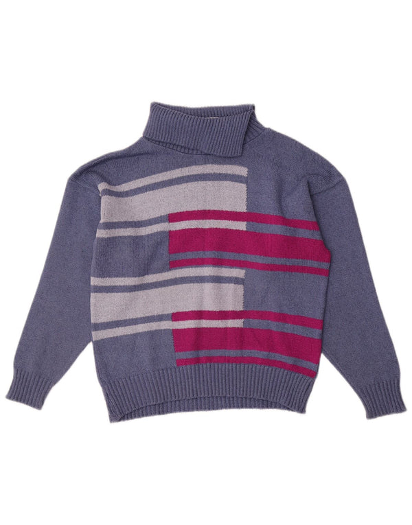 Suéter feminino Pebble com gola redonda e bloco colorido azul médio UK 12