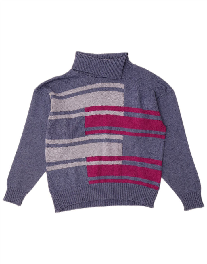 Suéter feminino Pebble com gola redonda e bloco colorido azul médio UK 12