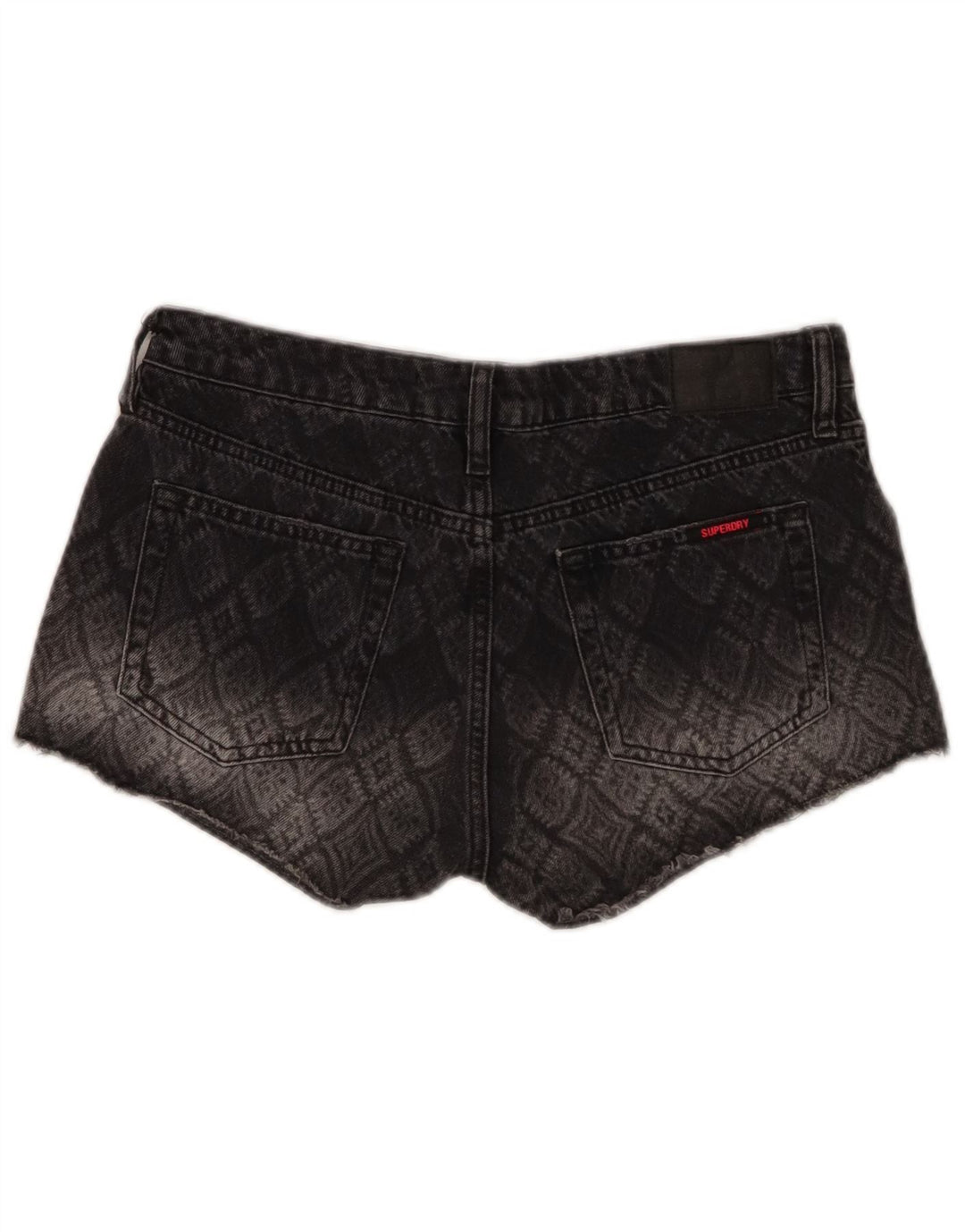 Shorts jeans feminino Superdry W29 algodão geométrico cinza médio