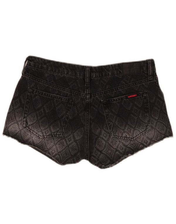 Shorts jeans feminino Superdry W29 algodão geométrico cinza médio