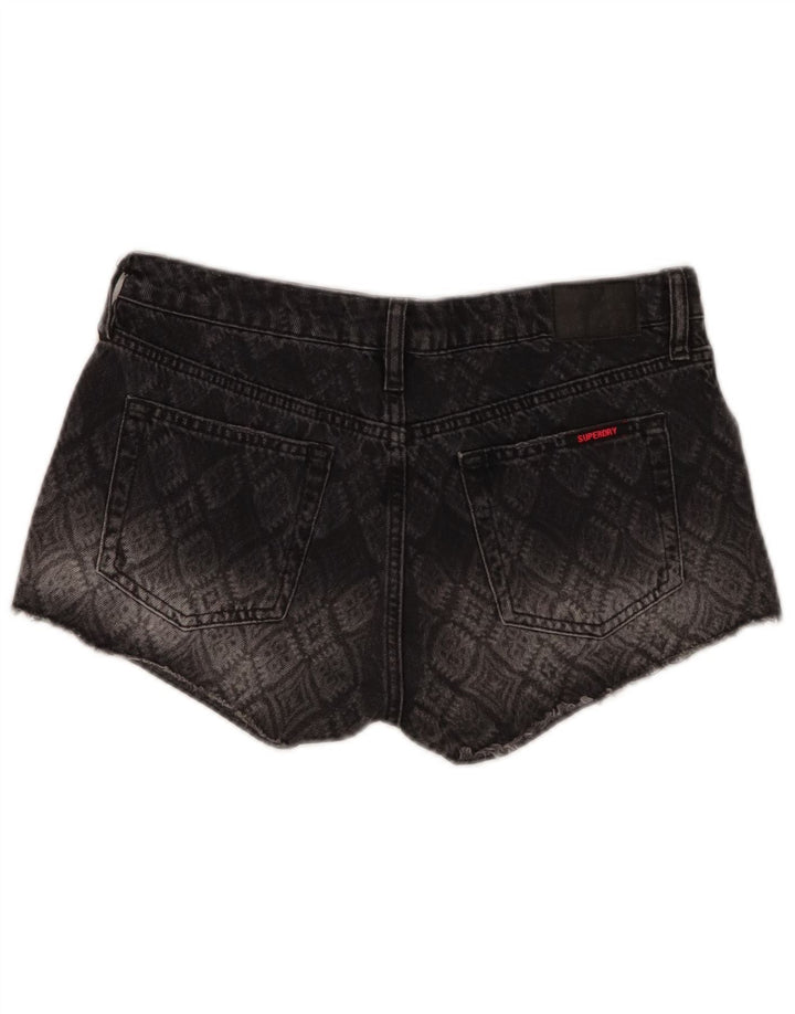Shorts jeans feminino Superdry W29 algodão geométrico cinza médio