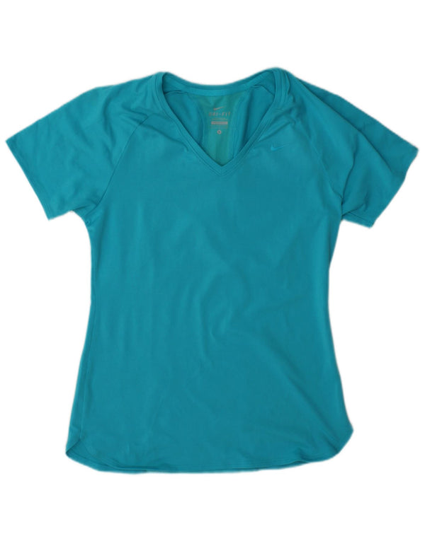 Camiseta Nike Feminina Dri Fit Top UK 10 Pequena Azul