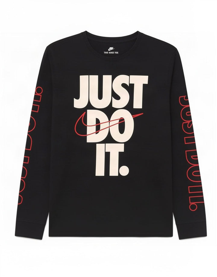 Top gráfico masculino Nike Athletic Cut manga comprida grande algodão preto