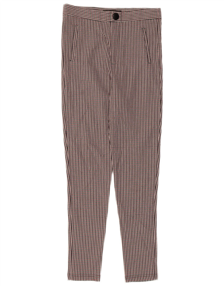 ZARA Calça feminina slim terno médio W28 L27 houndstooth multicolorido