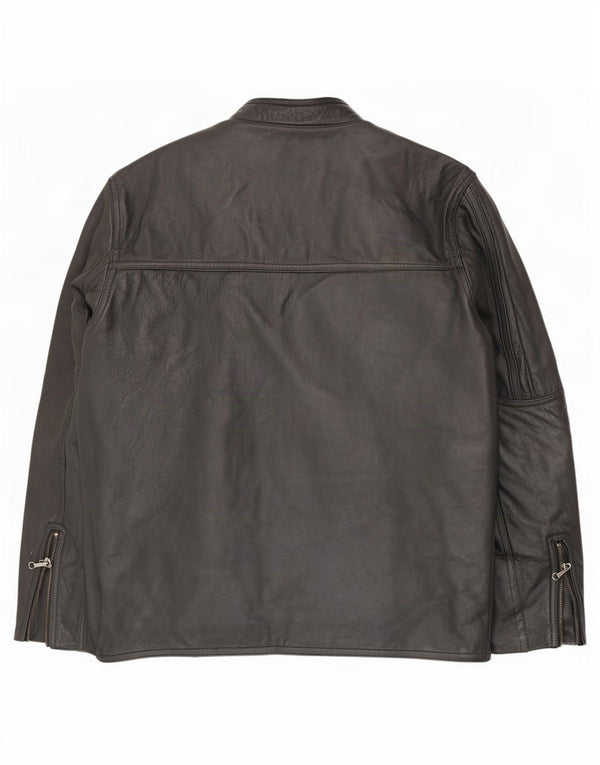 Jaqueta de couro masculina vintage UK 46 3XL preta