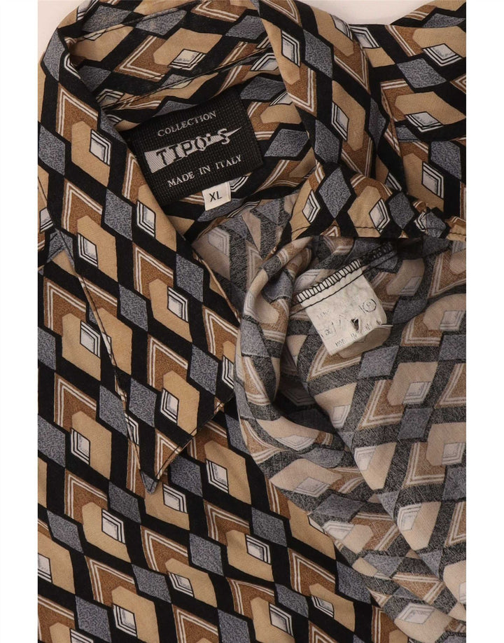 Camisa masculina de manga curta Tipo' S XL algodão geométrico multicolorido