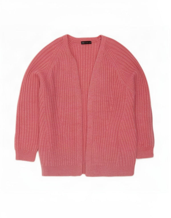 Suéter cardigã feminino grande Marks & Spencer Reino Unido 18 XL rosa acrílico