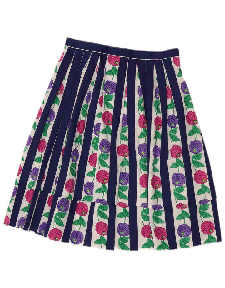 Saia plissada feminina VINTAGE W24 XS azul floral