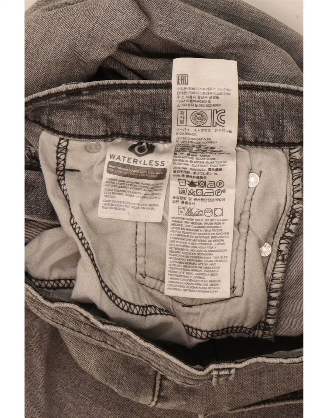 Calça Jeans Levis 511 Slim Masculina W33 L32 Cinza Algodão