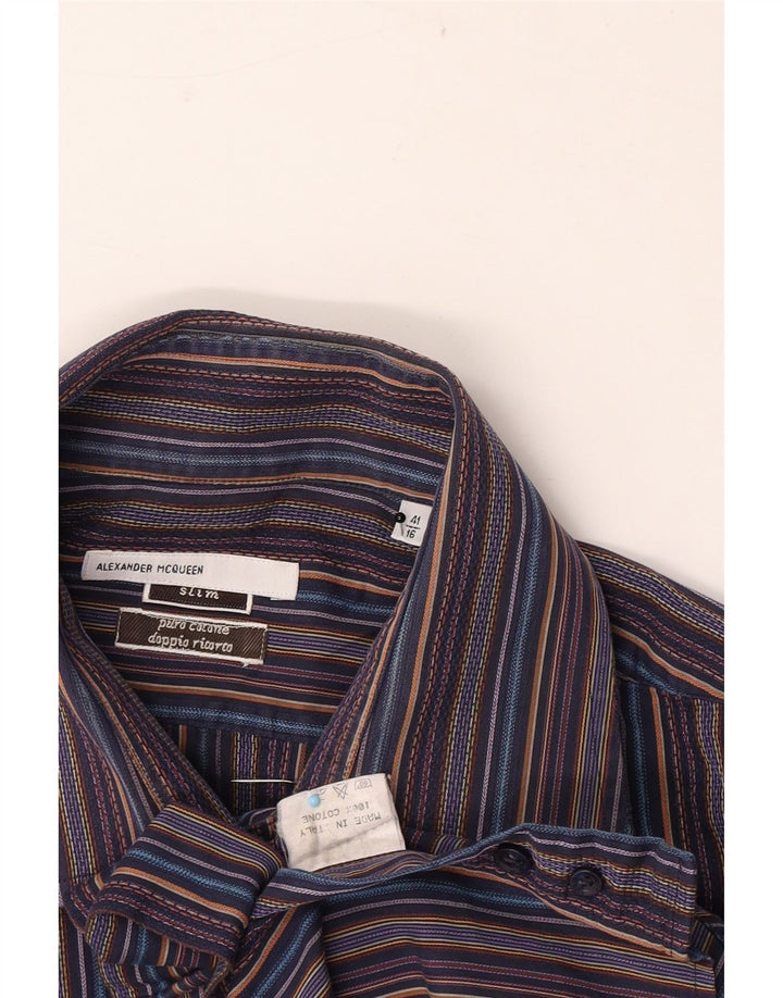Camisa masculina slim Alexander Mcqueen tamanho 41 16 grande listrada multicolorida