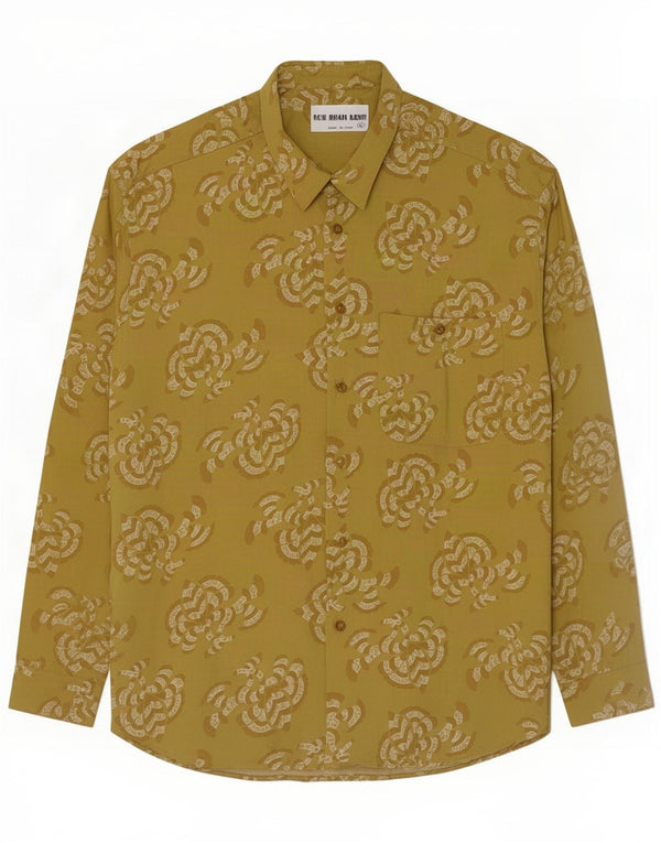 Camisa masculina vintage XL verde floral viscose