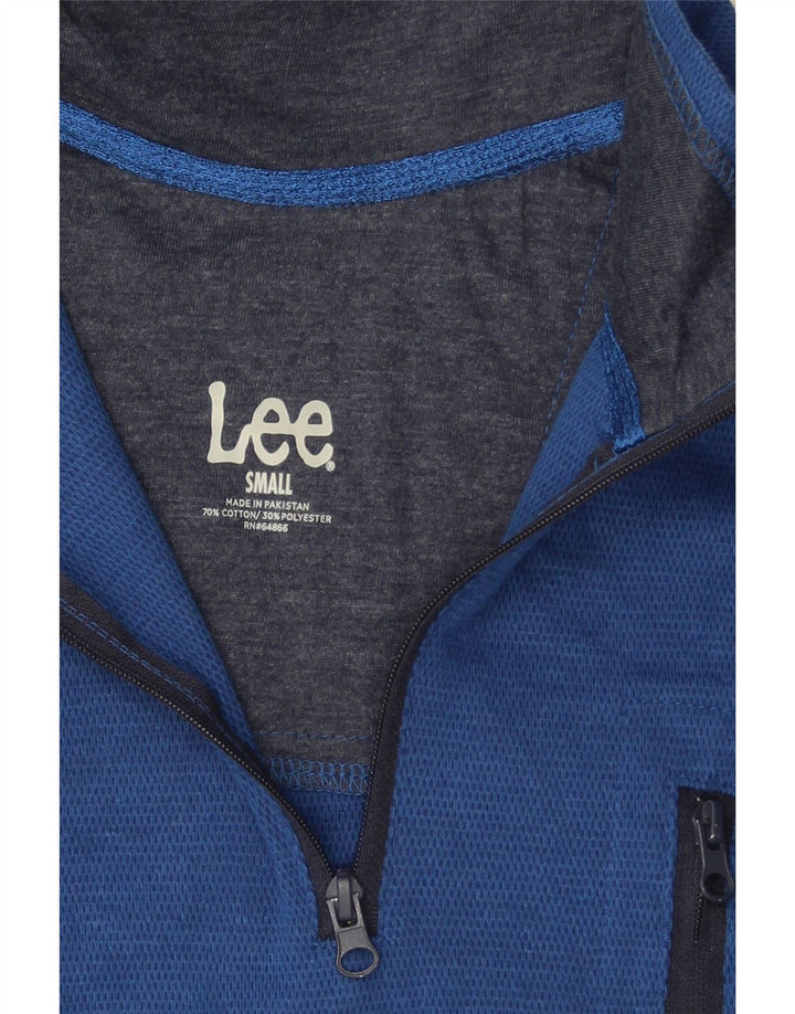LEE Mens Zip Neck Top Long Sleeve Small Blue Cotton Vintage Lee and Second-Hand Lee from Messina Hembry 