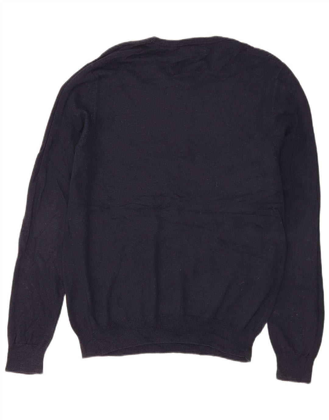 Suéter masculino Marks & Spencer com gola redonda, algodão azul marinho médio