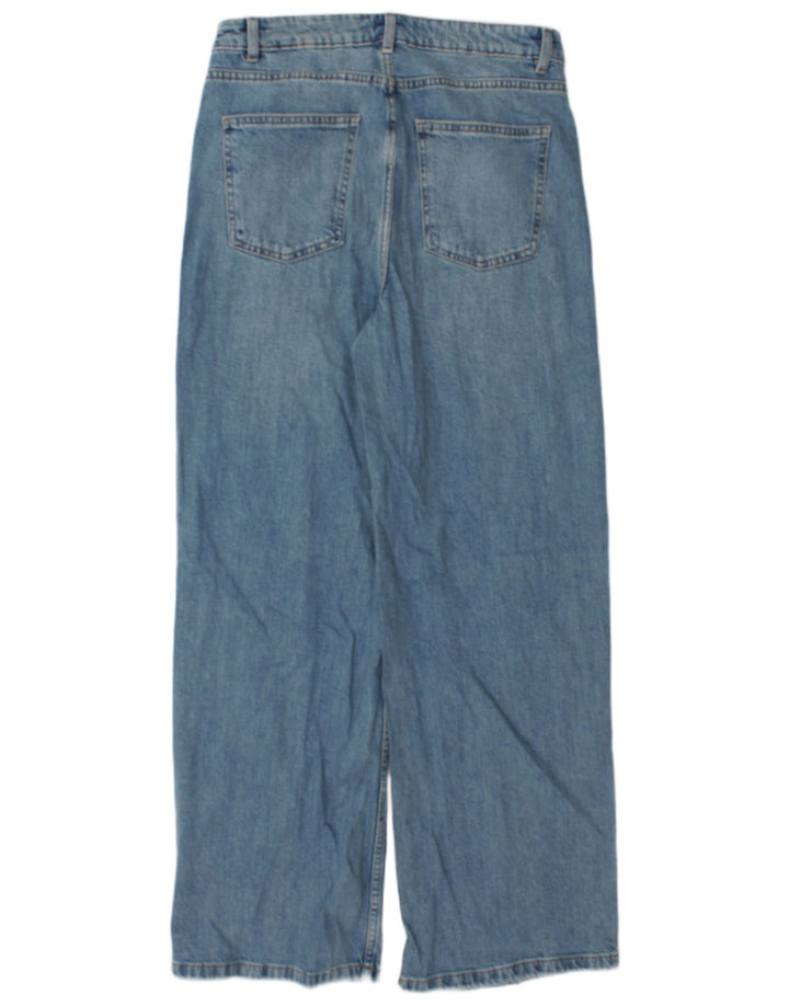Calça jeans feminina Marks & Spencer com perna larga UK 12 médio W30 L30 azul