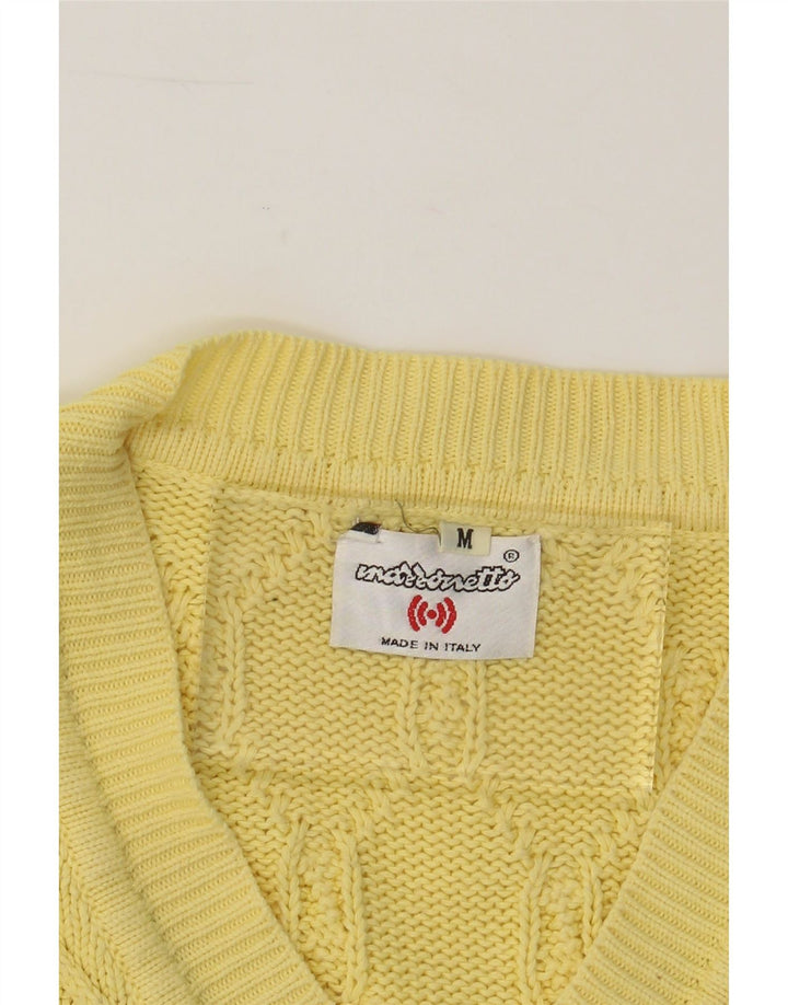 MAZZONETTO Mens V-Neck Jumper Sweater Medium Yellow Vintage Mazzonetto and Second-Hand Mazzonetto from Messina Hembry 