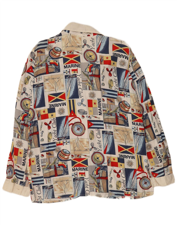 Blusa feminina vintage com estampa gráfica abstrata Reino Unido 16 grande multicolorida