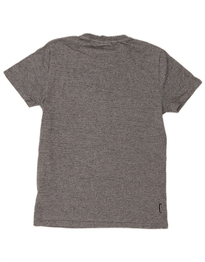 Camiseta masculina Superdry regular gráfica top algodão manchado cinza médio
