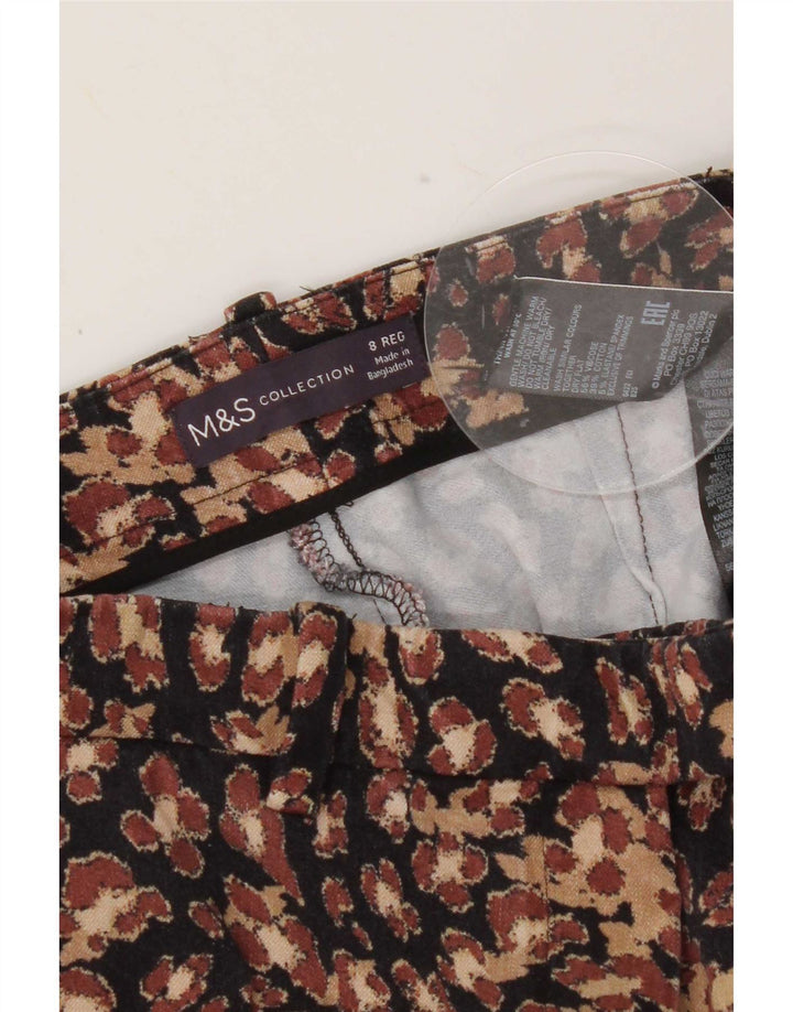 Calça casual feminina Marks & Spencer com padrão abstrato Reino Unido 8 pequena W26 L25