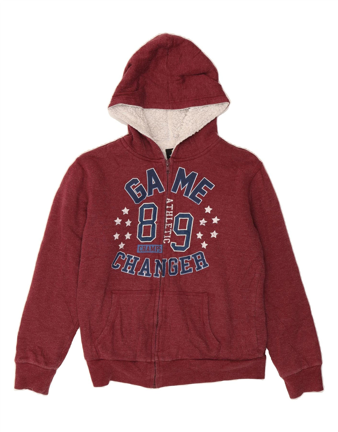 LEE Boys Graphic Zip Hoodie Sweater 14-15 Years Large Burgundy Cotton Vintage Lee and Second-Hand Lee from Messina Hembry 