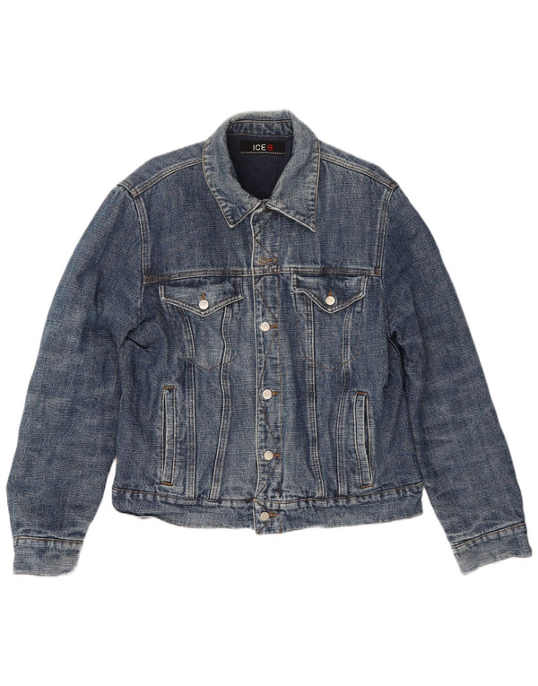 Iceberg Mens Denim Jacket IT 54 2XL Blue Cotton