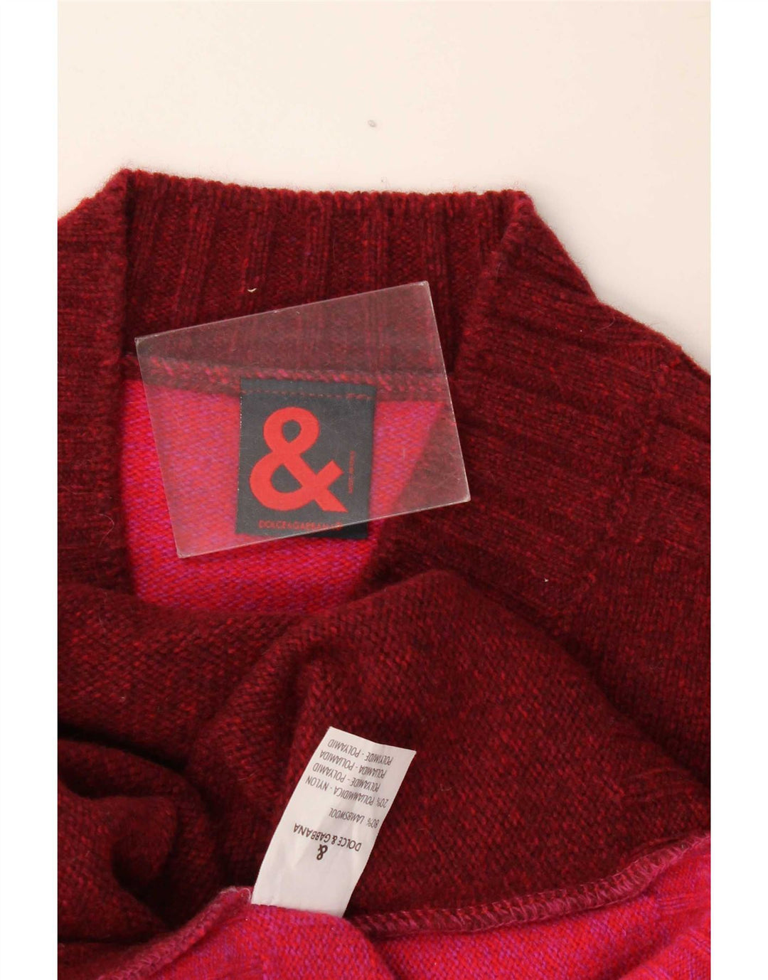 Suéter feminino Dolce & Gabbana com decote em V IT 44 Médio Borgonha