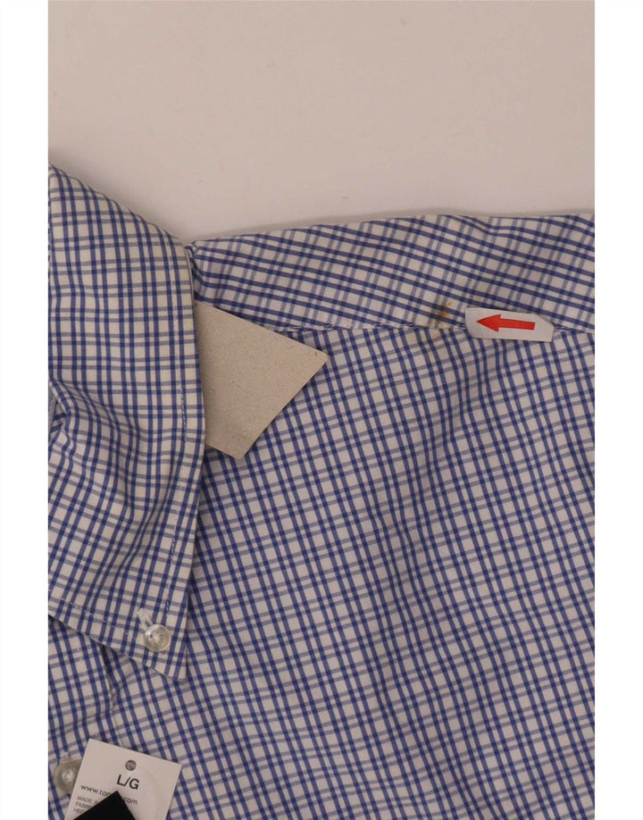 Tommy Hilfiger Camisa masculina regular fit grande algodão xadrez azul