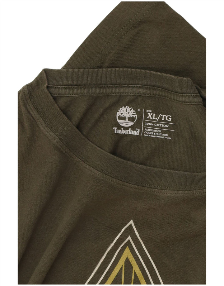 Top gráfico masculino TIMBERLAND regular fit manga comprida XL cáqui algodão