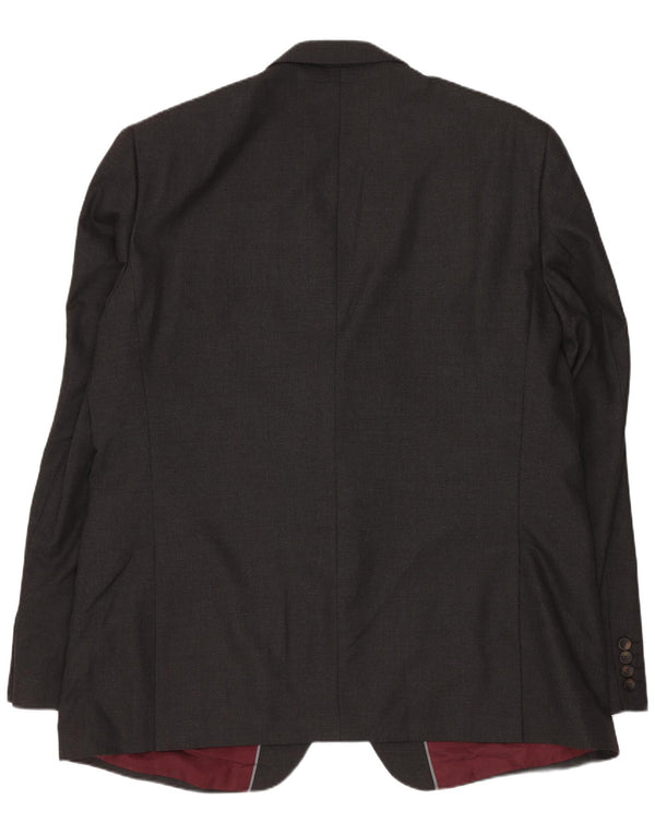 Jaqueta blazer masculina de 2 botões Marks & Spencer Reino Unido 46 XL cinza poliéster