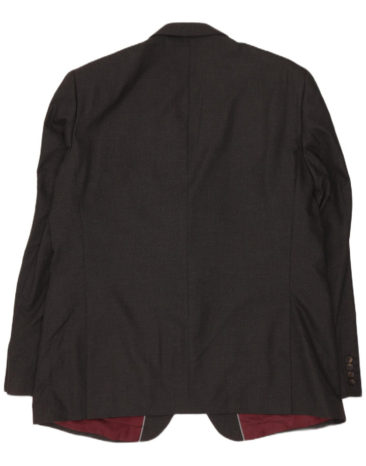 Jaqueta blazer masculina de 2 botões Marks & Spencer Reino Unido 46 XL cinza poliéster