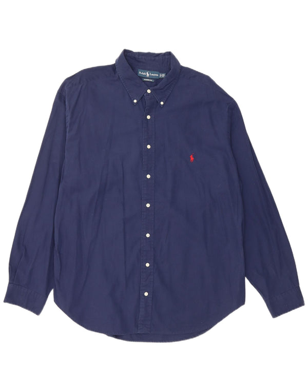 Ralph Lauren Mens Big Classic Fit Shirt 2XL Navy Blue Cotton