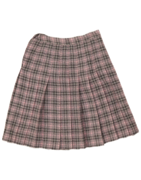 Saia vintage feminina linha A W26 pequena xadrez rosa