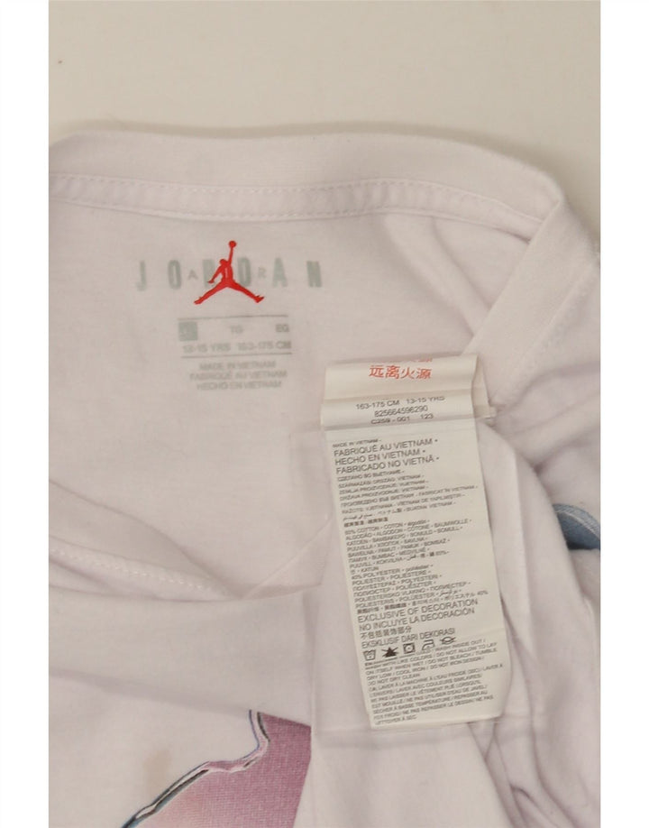 JORDAN Boys Graphic T-Shirt Top 13-14 Years XL  White Cotton Vintage Jordan and Second-Hand Jordan from Messina Hembry 