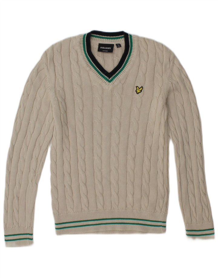 Suéter Lyle & Scott Boys com decote em V 9-10 anos algodão branco