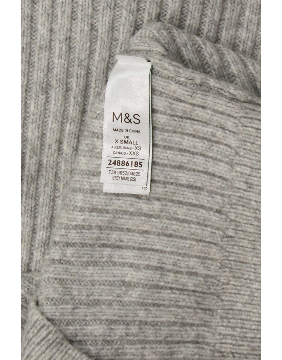 Suéter feminino Marks & Spencer com gola redonda Reino Unido 6 XS cinza poliéster
