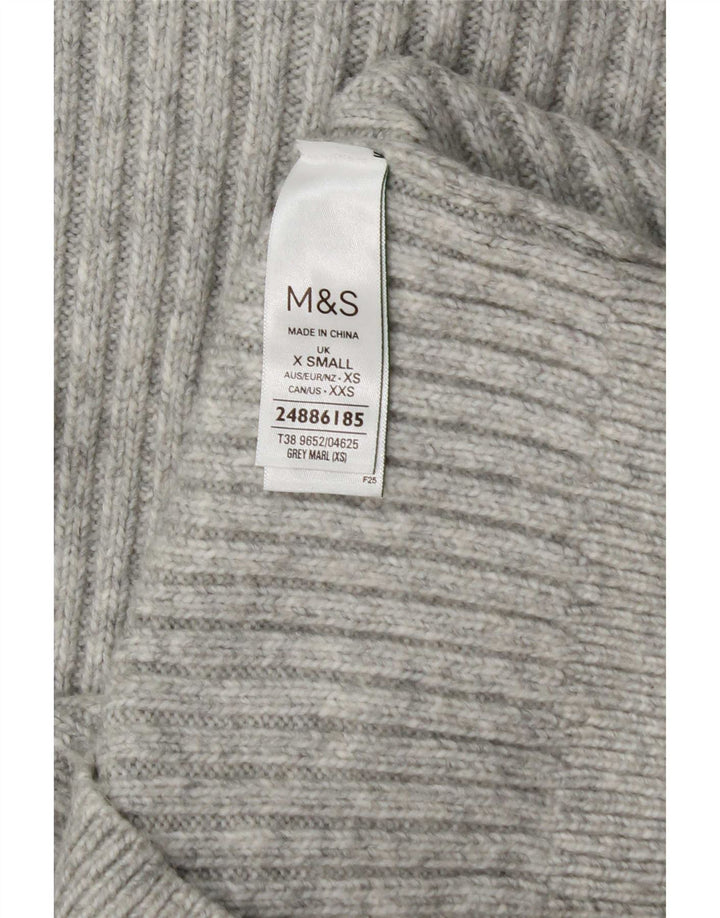 Suéter feminino Marks & Spencer com gola redonda Reino Unido 6 XS cinza poliéster