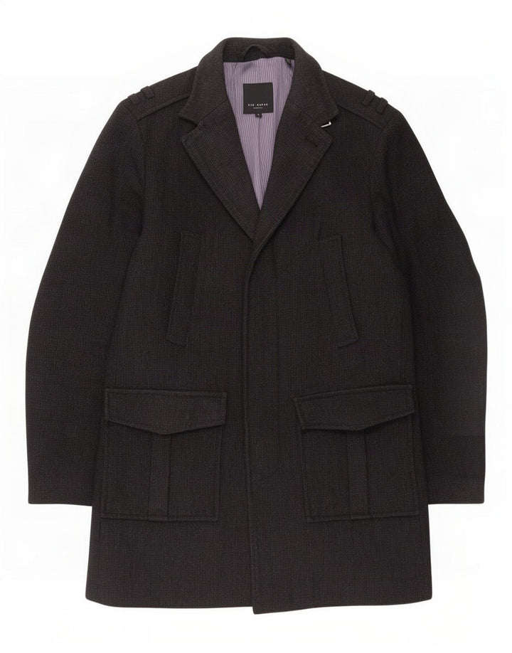 Sobretudo militar masculino Ted Baker tamanho 4 grande lã cinza