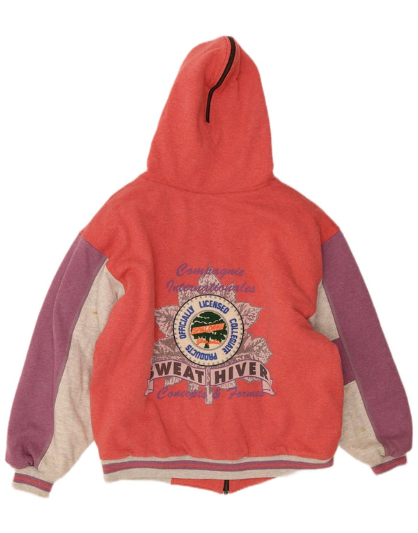 SPALDING Mens Graphic Zip Hoodie Sweater Small Red Colourblock Cotton