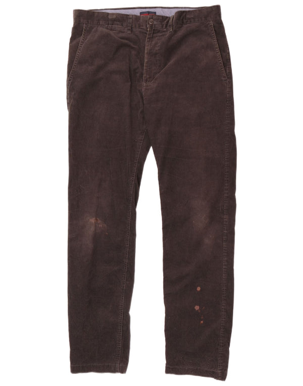 Calça masculina de veludo cotelê Marks & Spencer Blue Harbor reta W36 L33 cinza