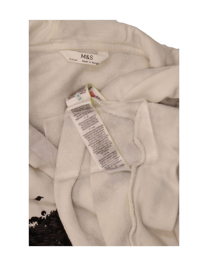 MARKS & SPENCER Boys Graphic Hoodie Jumper 13-14 Years Off White Tie Dye Vintage Marks & Spencer and Second-Hand Marks & Spencer from Messina Hembry 